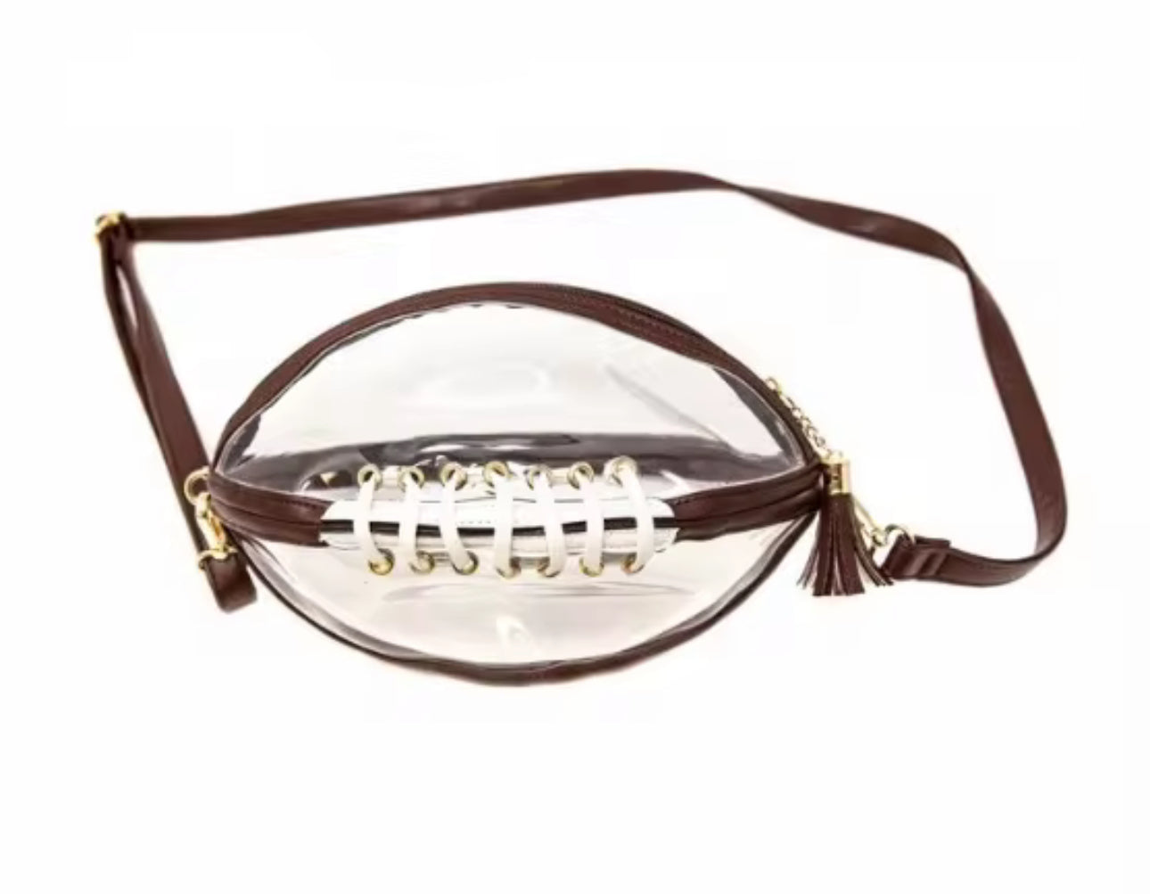 Clear football shaped purse