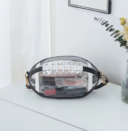 Clear football shaped purse
